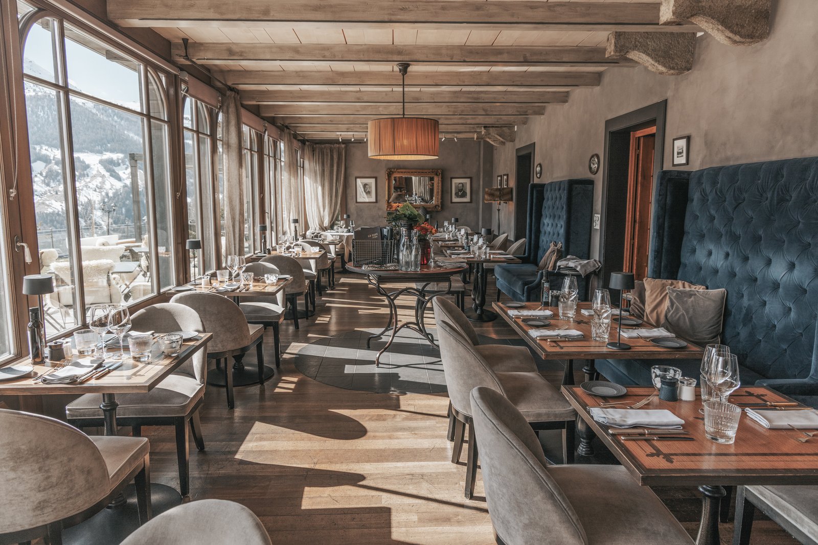 La salle du restaurant Chez Ida au Grand Hôtel Bella Tola